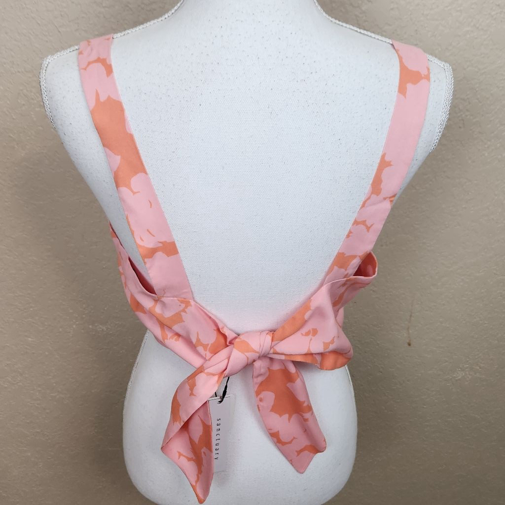 Sanctuary Orange and Pink Floral Cropped Top Medium NWT (7454) - Picture 3 of 7